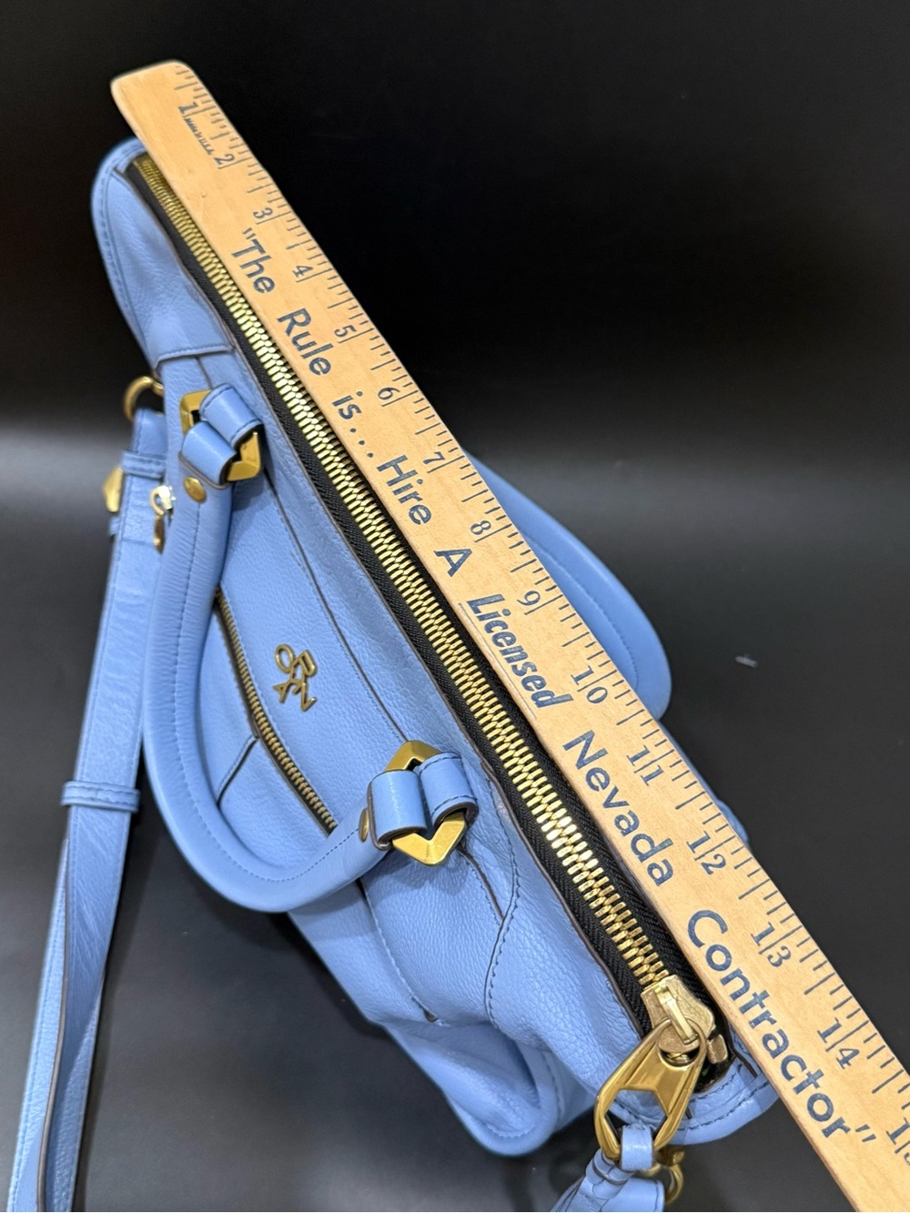 OrYANY Sarah Periwinkle Sky Blue Pebbled Leather Braided Satchel Crossbody Bag - Picture 5 of 16